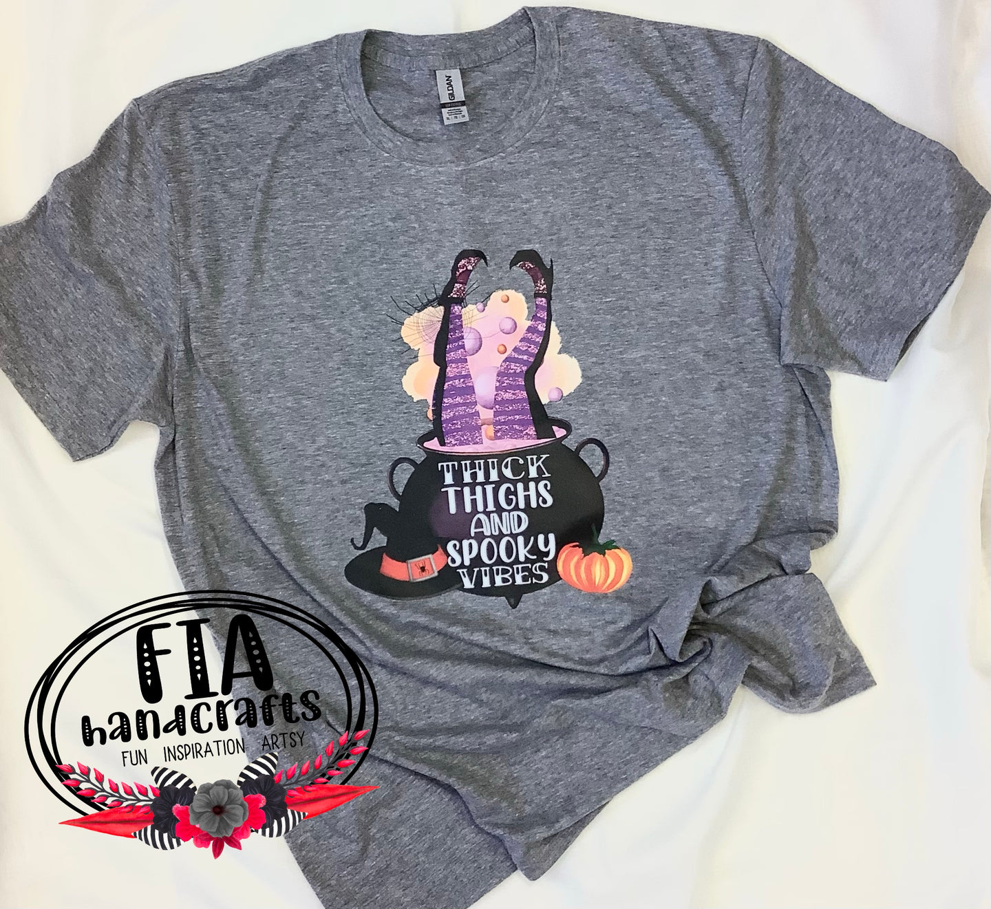 RTS- THICK THIGHS AND SPOOKY VIBES SHIRT  PURPLE