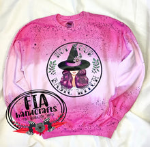 Load image into Gallery viewer, RTS- NOT YOUR BASIC WITCH SWEATSHIRT HAND DYED &amp; SPLATTER PAINT- light tone