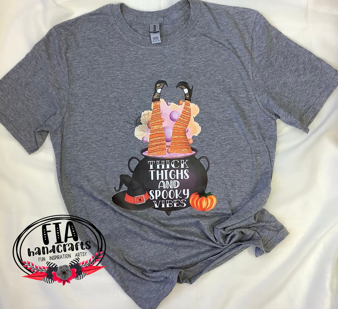 RTS- THICK THIGHS AND SPOOKY VIBES TEE ORANGE