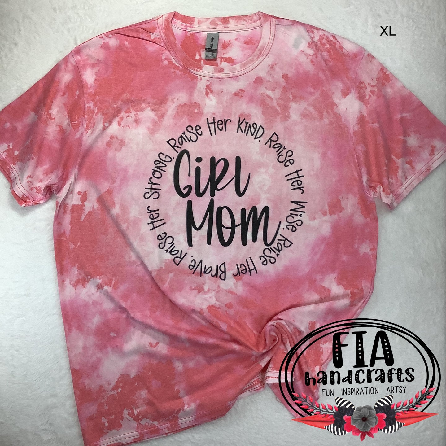 RTS- Bleached Tee  Girl  Mom Screen Print  X Large