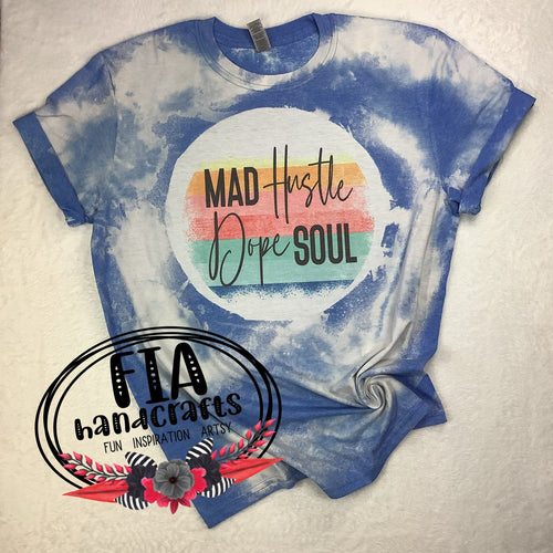 RTS- Bleached Tee Mad Hustle Dope Soul Large